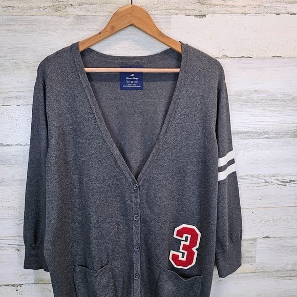 U.S. Polo Assn. Womens V-Neck Varsity Cardigan Sweater 2X Gray University Preppy - Picture 6 of 9